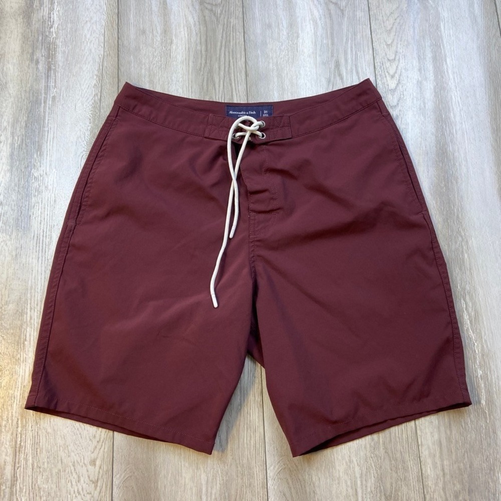 Abercrombie & Fitch Swim Shorts Mens Size 31 Red Beach Preppy Drawstring Trunks